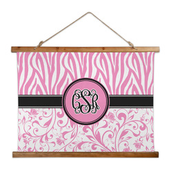 Zebra & Floral Wall Hanging Tapestry - Wide (Personalized)