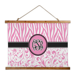 Zebra & Floral Wall Hanging Tapestry - Wide (Personalized)