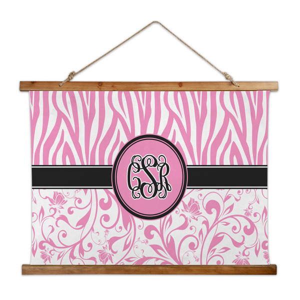 Custom Zebra & Floral Wall Hanging Tapestry - Wide (Personalized)