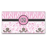 Zebra & Floral Wall Mounted Coat Rack (Personalized)