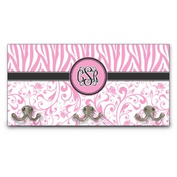Zebra & Floral Wall Mounted Coat Rack (Personalized)
