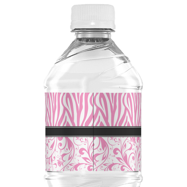 Zebra & Floral Water Bottle Label - Back View