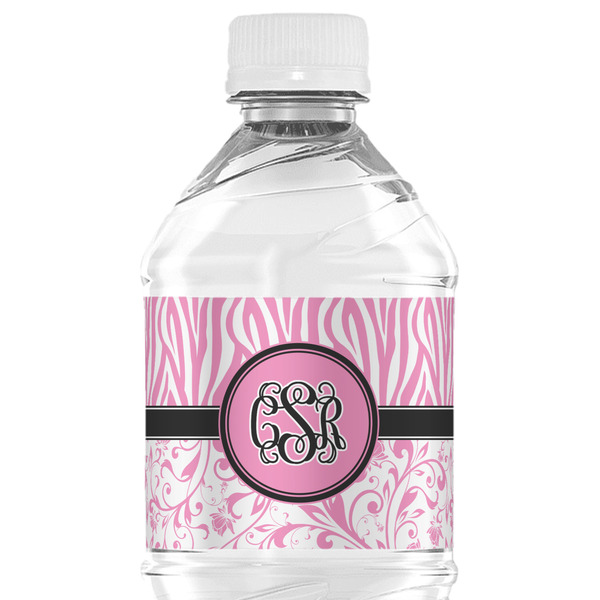 Custom Zebra & Floral Water Bottle Labels - Custom Sized (Personalized)