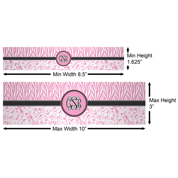 Zebra & Floral Water Bottle Labels w/ Dimensions
