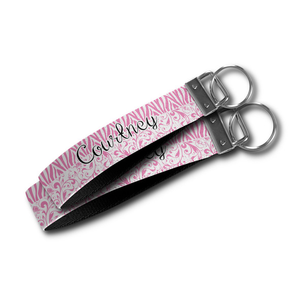 Zebra & Floral Webbing Keychain FOBs - Size Comparison