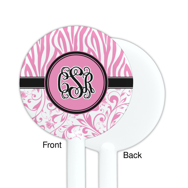 Zebra & Floral White Plastic 5.5" Stir Stick - Single Sided - Round - Front & Back
