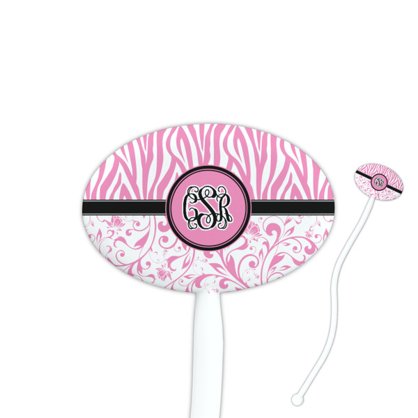 Custom Zebra & Floral Oval Plastic Stir Sticks (Personalized)