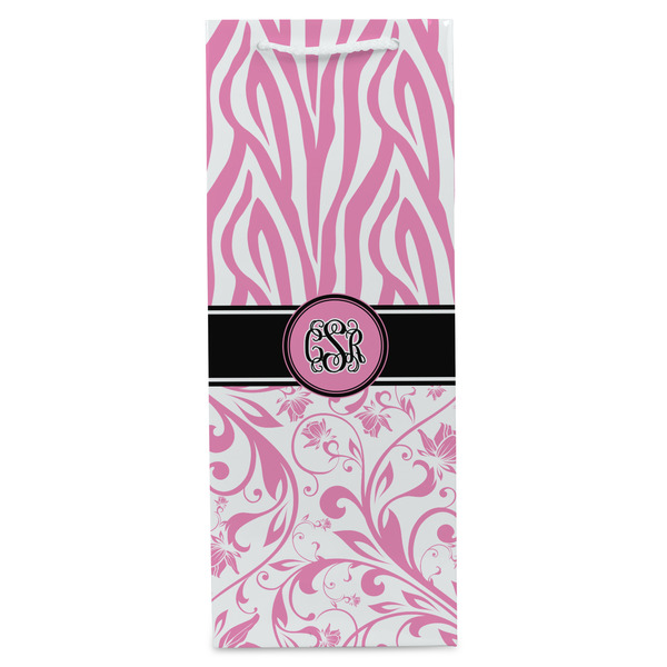 Zebra & Floral Wine Gift Bag - Gloss - Front