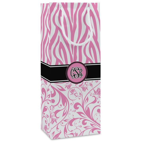 Custom Zebra & Floral Wine Gift Bags (Personalized)