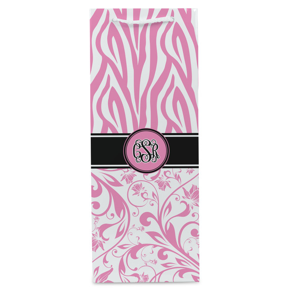 Zebra & Floral Wine Gift Bag - Matte - Front