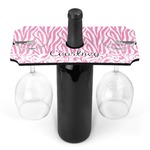 Zebra & Floral Wine Bottle & Glass Holder (Personalized)