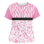 Zebra & Floral Women's Crew T-Shirt - X Large
