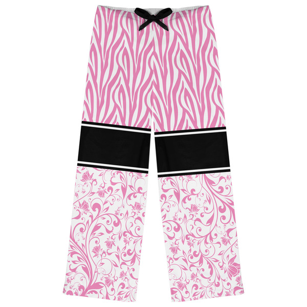 Custom Zebra & Floral Womens Pajama Pants - S