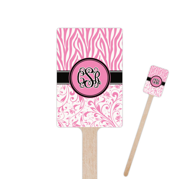 Custom Zebra & Floral Rectangle Wooden Stir Sticks (Personalized)