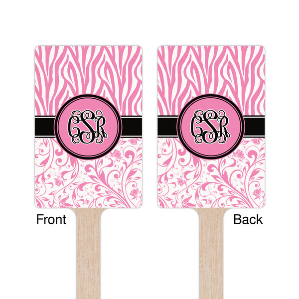 Zebra & Floral Wooden 6.25" Stir Stick - Rectangular - Double Sided - Front & Back