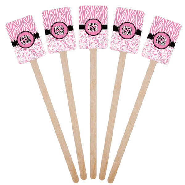 Zebra & Floral Wooden 6.25" Stir Stick - Rectangular - Fan View