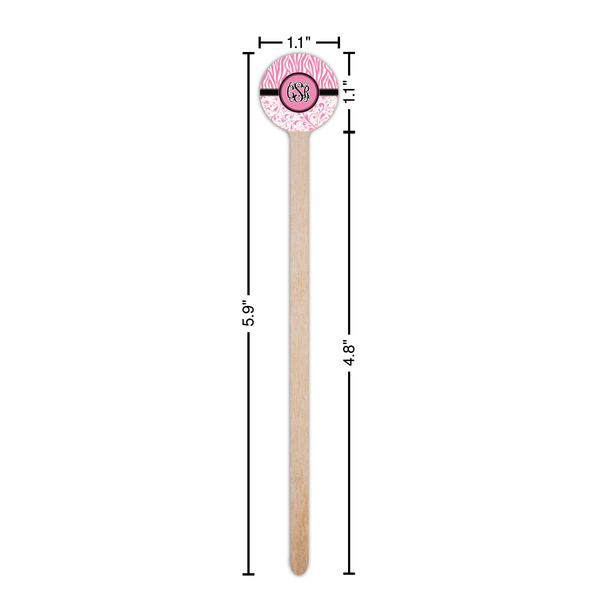 Zebra & Floral Wooden 6" Stir Stick - Round - Dimensions
