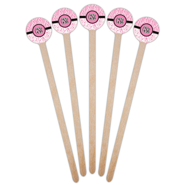 Zebra & Floral Wooden 6" Stir Stick - Round - Fan View