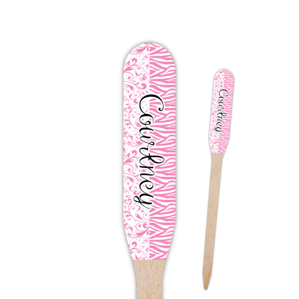 Custom Zebra & Floral Paddle Wooden Food Picks (Personalized)