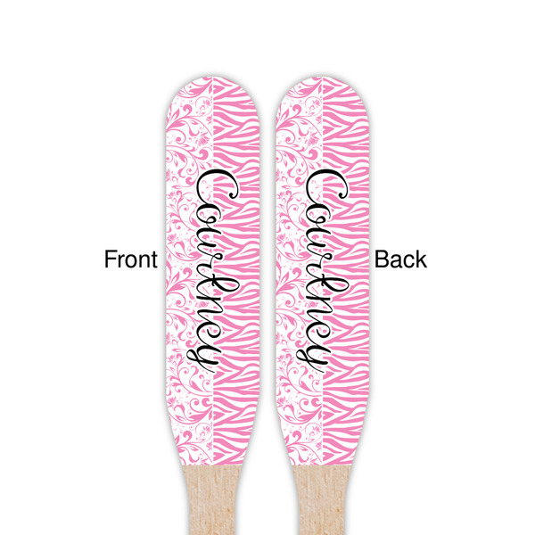 Zebra & Floral Wooden Food Pick - Paddle - Double Sided - Front & Back