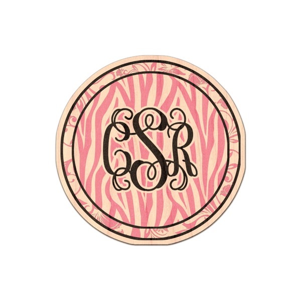 Custom Zebra & Floral Genuine Maple or Cherry Wood Sticker (Personalized)