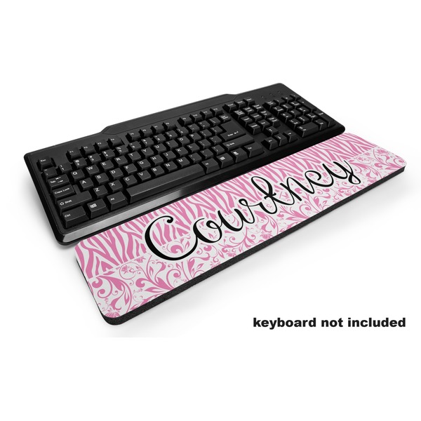 Custom Zebra & Floral Keyboard Wrist Rest (Personalized)