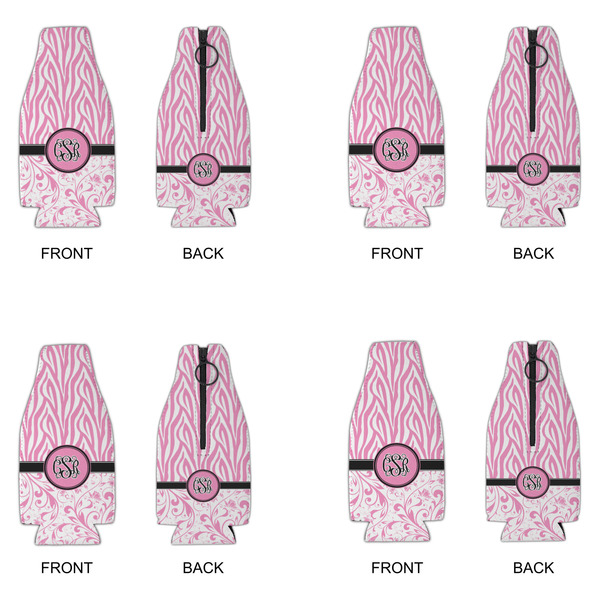 Zebra & Floral Zipper Bottle Cooler - Set of 4 - APPROVAL