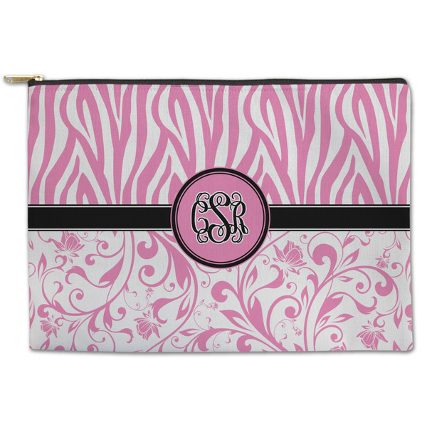 Custom Zebra & Floral Zipper Pouch (Personalized)