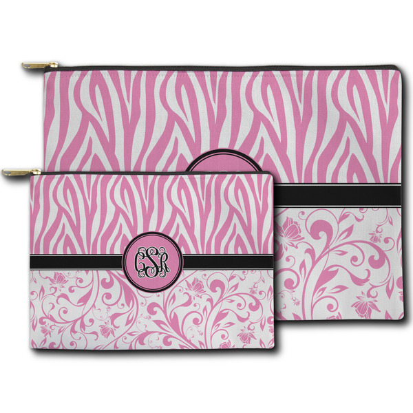 Zebra & Floral Zippered Pouches - Size Comparison