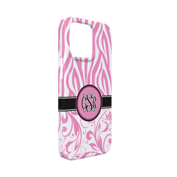 Custom Zebra & Floral iPhone Case - Plastic - iPhone 13 Mini (Personalized)
