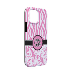 Zebra & Floral iPhone Case - Rubber Lined - iPhone 13 Mini (Personalized)