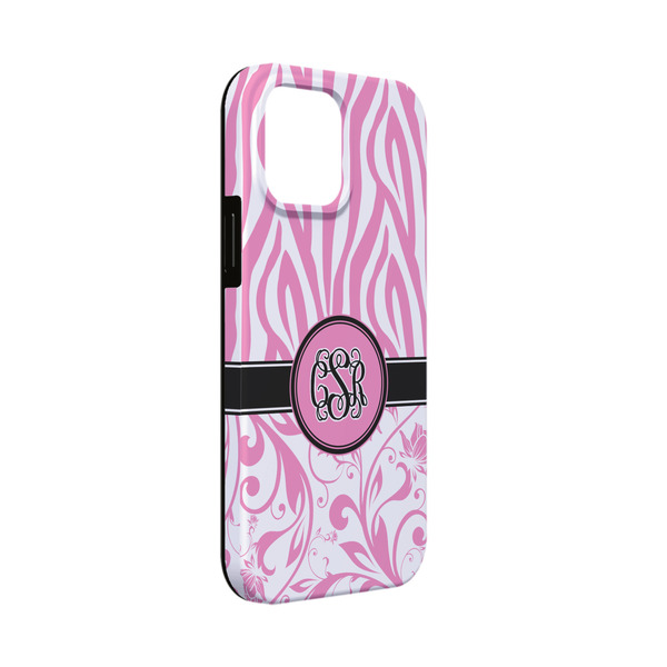 Custom Zebra & Floral iPhone Case - Rubber Lined - iPhone 13 Mini (Personalized)