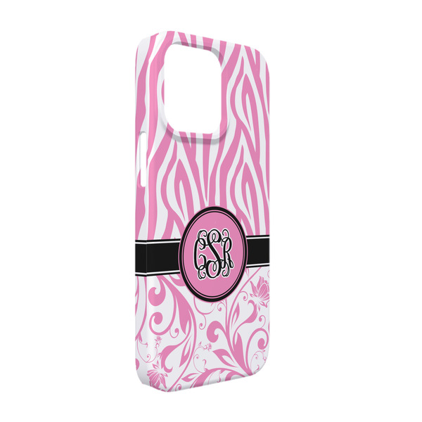 Custom Zebra & Floral iPhone Case - Plastic - iPhone 13 Pro (Personalized)