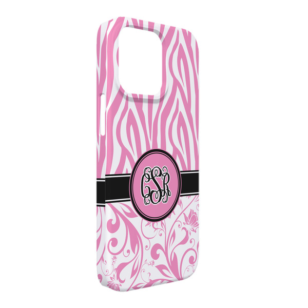 Custom Zebra & Floral iPhone Case - Plastic - iPhone 13 Pro Max (Personalized)