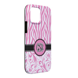 Zebra & Floral iPhone Case - Rubber Lined - iPhone 13 Pro Max (Personalized)