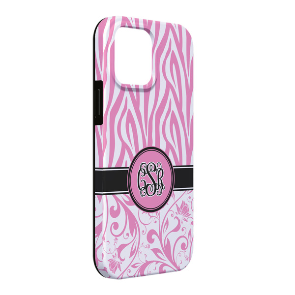 Custom Zebra & Floral iPhone Case - Rubber Lined - iPhone 13 Pro Max (Personalized)
