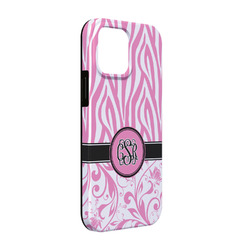 Zebra & Floral iPhone Case - Rubber Lined - iPhone 13 Pro (Personalized)