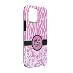 Zebra & Floral iPhone Case - Rubber Lined - iPhone 13 (Personalized)