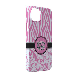 Zebra & Floral iPhone Case - Plastic - iPhone 14 (Personalized)