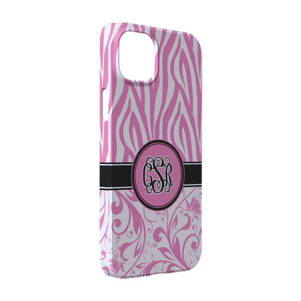 Custom Zebra & Floral iPhone Case - Plastic - iPhone 14 (Personalized)