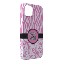 Zebra & Floral iPhone Case - Plastic - iPhone 14 Plus (Personalized)