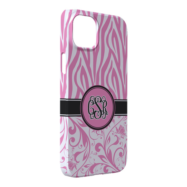 Custom Zebra & Floral iPhone Case - Plastic - iPhone 14 Plus (Personalized)