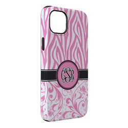 Zebra & Floral iPhone Case - Rubber Lined - iPhone 14 Plus (Personalized)