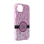 Zebra & Floral iPhone Case - Plastic - iPhone 14 Pro (Personalized)