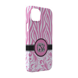 Zebra & Floral iPhone Case - Plastic - iPhone 14 Pro (Personalized)