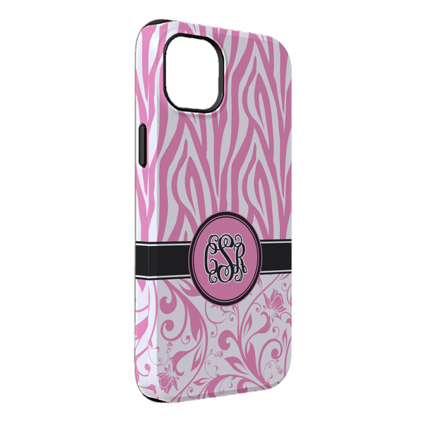 Custom Zebra & Floral iPhone Case - Rubber Lined - iPhone 14 Pro Max (Personalized)