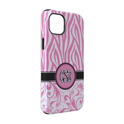 Zebra & Floral iPhone Case - Rubber Lined - iPhone 14 Pro (Personalized)