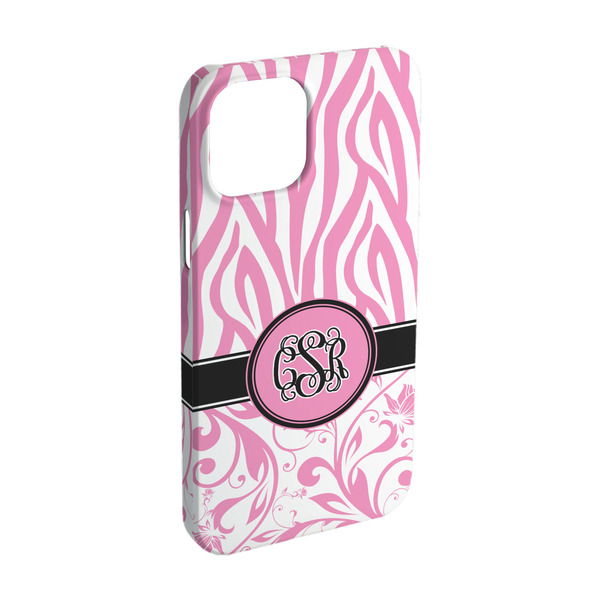 Custom Zebra & Floral iPhone Case - Plastic - iPhone 15 (Personalized)