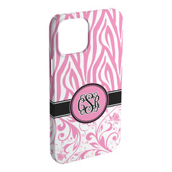 Zebra & Floral iPhone Case - Plastic - iPhone 15 Plus (Personalized)