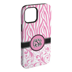 Zebra & Floral iPhone Case - Rubber Lined - iPhone 15 Plus (Personalized)